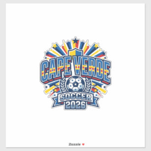 Kaapverdië Voetbal 2026 Voetbal Vet Land Typografi Sticker