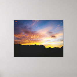 Kaapverdië Vurig Zonsondergang Bergfotografie Canvas Afdruk
