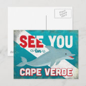 Kaapverdische dolfijn - Retro Vintage-reizen Briefkaart (Voorkant / Achterkant)