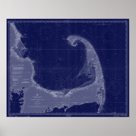 Kaapverdische  Kaart (Nautical Chart Blue Art) Poster