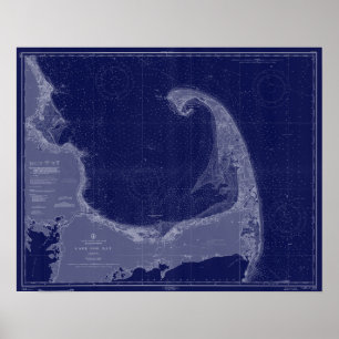 Kaapverdische  Kaart (Nautical Chart Blue Art) Poster