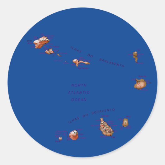 Kaapverdische kaartsticker ronde sticker (Voorkant)