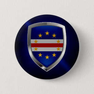 Kaapverdische metalen embleem ronde button 5,7 cm