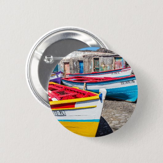 Kaapverdische Vissende boten Ronde Button 5,7 Cm (Voorkant /achterkant)