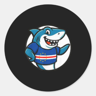 Kaapverdische Vlag Haai Grappige Kaapverdiaan Ronde Sticker