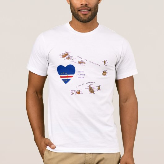 Kaapverdische vlag Hart en kaart T-Shirt (Voorkant)