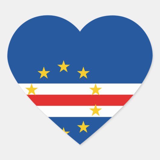 Kaapverdische Vlag Hart Sticker (Voorkant)