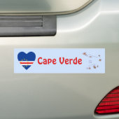 Kaapverdische vlag Heart + Map Bumpersticker (Op auto)