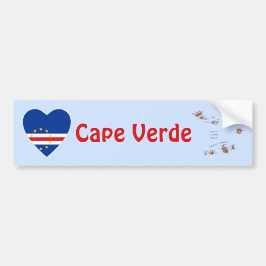 Kaapverdische vlag Heart + Map Bumpersticker (Voorkant)