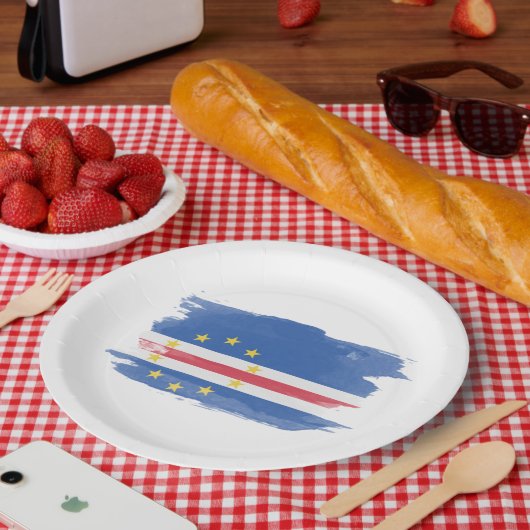 Kaapverdische vlag, penseelstreek, nationale vlag papieren bordje (Picknick)