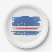 Kaapverdische vlag, penseelstreek, nationale vlag papieren bordje (Voorkant)