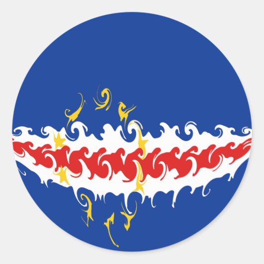 Kaapverdische vlag ronde sticker (Voorkant)