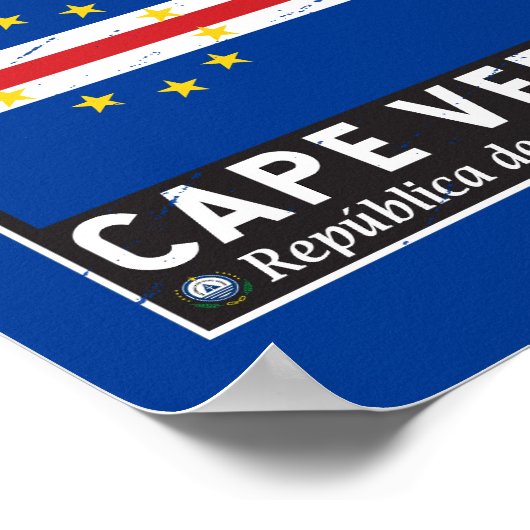 Kaapverdische vlaggenembleem noodlijdende  poster (Hoek)