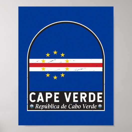 Kaapverdische vlaggenembleem noodlijdende  poster (Voorkant)