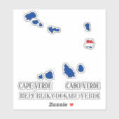 Kaapverdische Vlaggenkaart Sticker (Vel)