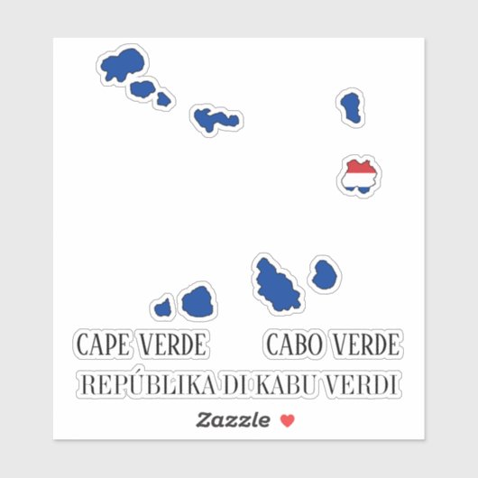 Kaapverdische Vlaggenkaart Sticker (Vel)