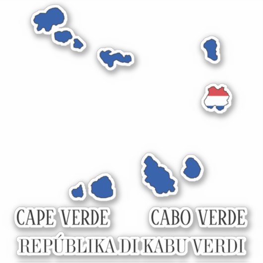 Kaapverdische Vlaggenkaart Sticker (Voorkant)