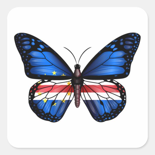 Kaapverdische Vlinder vlag Vierkante Sticker (Voorkant)