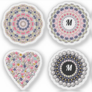Kaardeparels, mandala, broche, decoratie, parels sticker