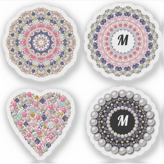 Kaardeparels, mandala, broche, decoratie, parels sticker (Voorkant)
