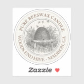 Kaaretiket bijenwas met schuine streep sticker (Vel)