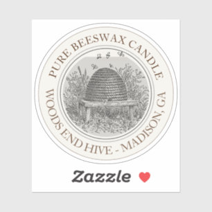 Kaaretiket bijenwas met schuine streep sticker