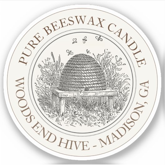 Kaaretiket bijenwas met schuine streep sticker (Voorkant)