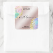 Kaaretiket modern minimaal iriserend optisch vierkante sticker (Tas)