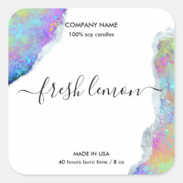 Kaaretiket modern minimaal iriserend optisch vierkante sticker