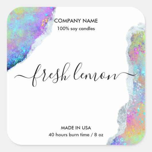 Kaaretiket modern minimaal iriserend optisch vierkante sticker (Voorkant)