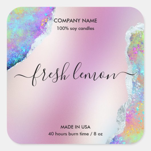 Kaaretiket modern minimaal iriserend optisch vierkante sticker (Voorkant)