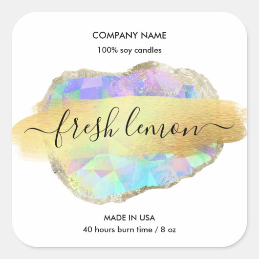 Kaaretiket modern minimaal iriserend optisch vierkante sticker (Voorkant)