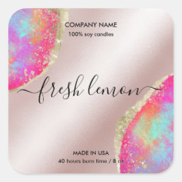 Kaaretiket modern minimaal iriserend optisch vierkante sticker