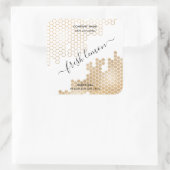 Kaaretiket moderne HONEYCOMB bijenwas Vierkante Sticker (Tas)