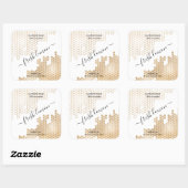 Kaaretiket moderne HONEYCOMB bijenwas Vierkante Sticker (Vel)