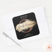 Kaaretiket moderne, minimale witte marmer vierkante sticker (Envelop)