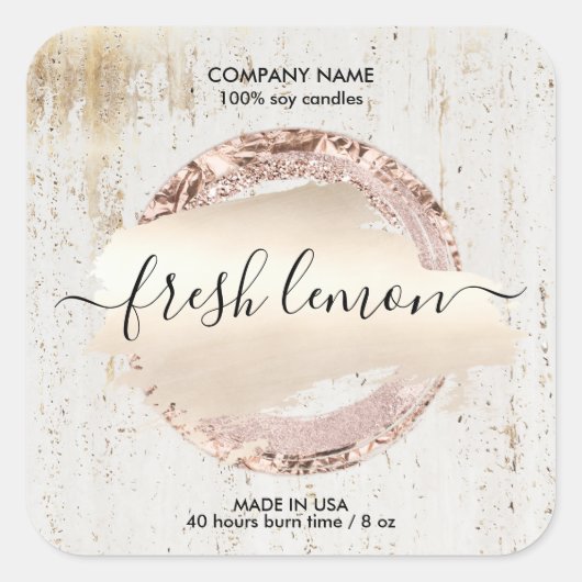 Kaaretiket moderne, minimale witte marmer vierkante sticker (Voorkant)