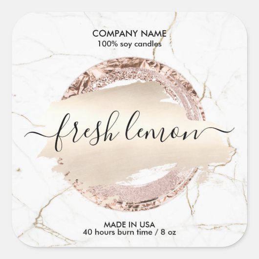 Kaaretiket moderne, minimale witte marmer vierkante sticker (Voorkant)