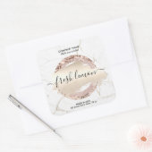 Kaaretiket moderne, minimale witte marmer vierkante sticker (Envelop)