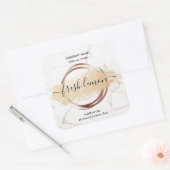 Kaaretiket moderne, minimale witte marmer vierkante sticker (Envelop)