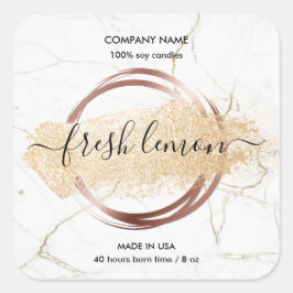 Kaaretiket moderne, minimale witte marmer vierkante sticker