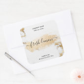 Kaaretiket moderne, minimale witte marmer vierkante sticker (Envelop)