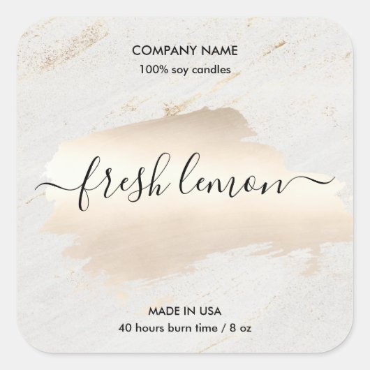 Kaaretiket moderne, minimale witte marmer vierkante sticker (Voorkant)