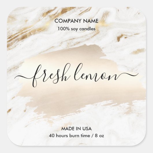 Kaaretiket moderne, minimale witte marmer vierkante sticker (Voorkant)