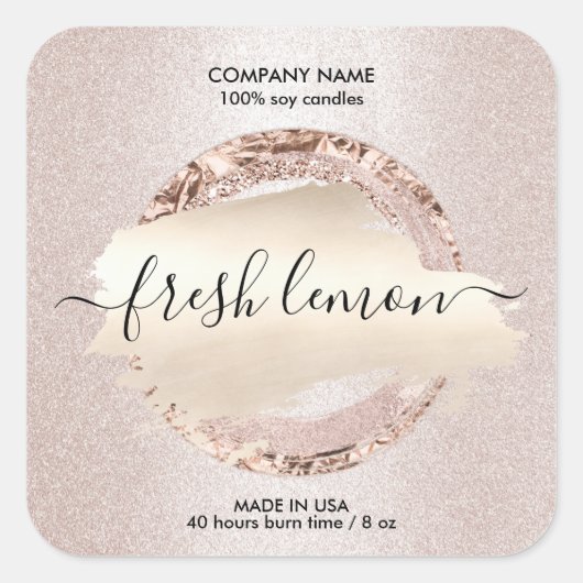 Kaaretiket moderne zwarte roze glitter vierkante sticker (Voorkant)