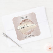 Kaaretiket moderne zwarte roze glitter vierkante sticker (Envelop)