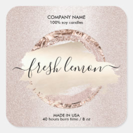 Kaaretiket moderne zwarte roze glitter vierkante sticker