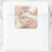 Kaaretiket moderne zwarte roze glitter vierkante sticker (Tas)