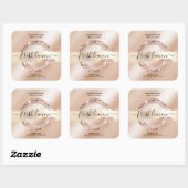 Kaaretiket moderne zwarte roze glitter vierkante sticker (Vel)