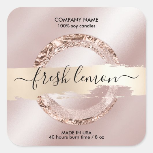 Kaaretiket moderne zwarte roze glitter vierkante sticker (Voorkant)